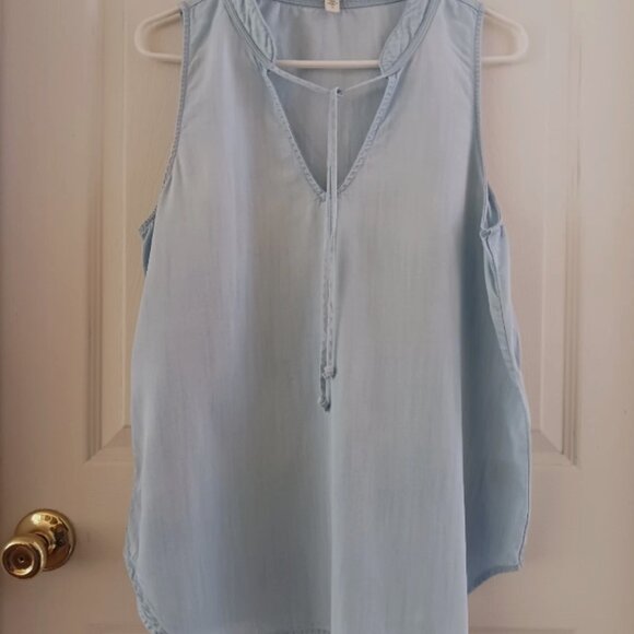 Tops - Cloth & Stone Women L Tencel Chambray Tie V-Neck Sleeveless Tunic Tank/Top